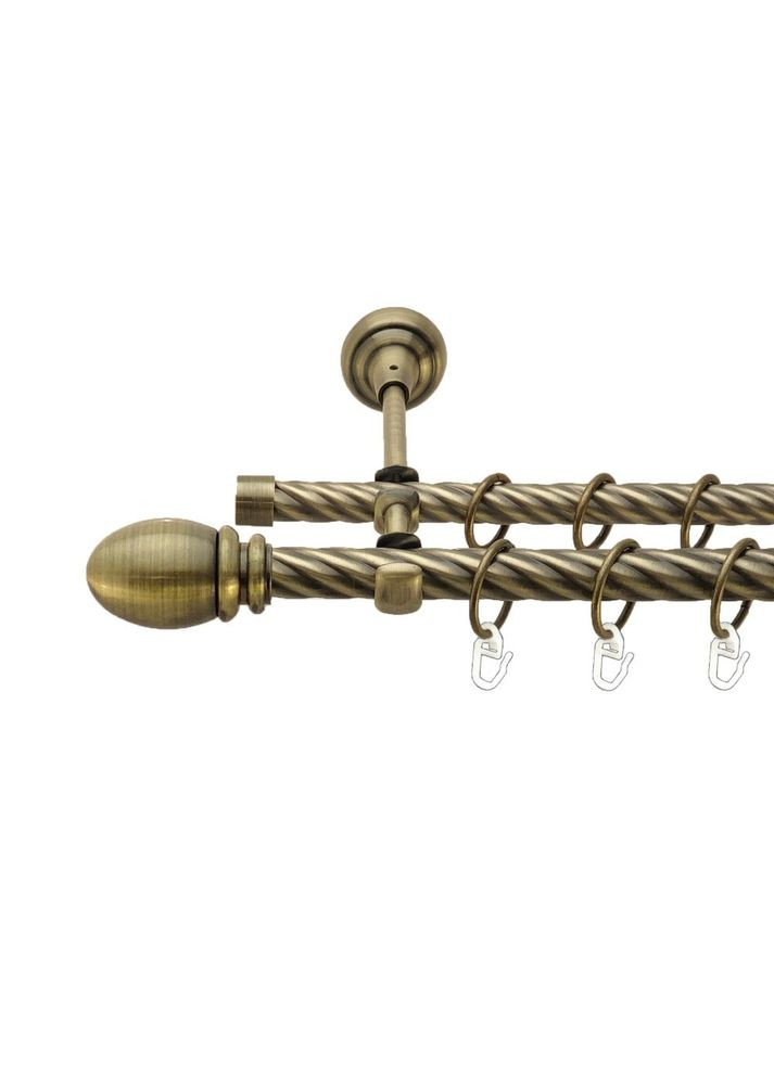 Карниз Белуно металлический двухрядный открытая скрученная труба Антик 19\16 мм 200 см (00-00022024) ORVIT (300690654)