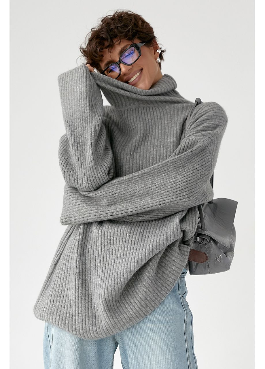 Теплая вязаная туника в рубчик Lurex (372255481)