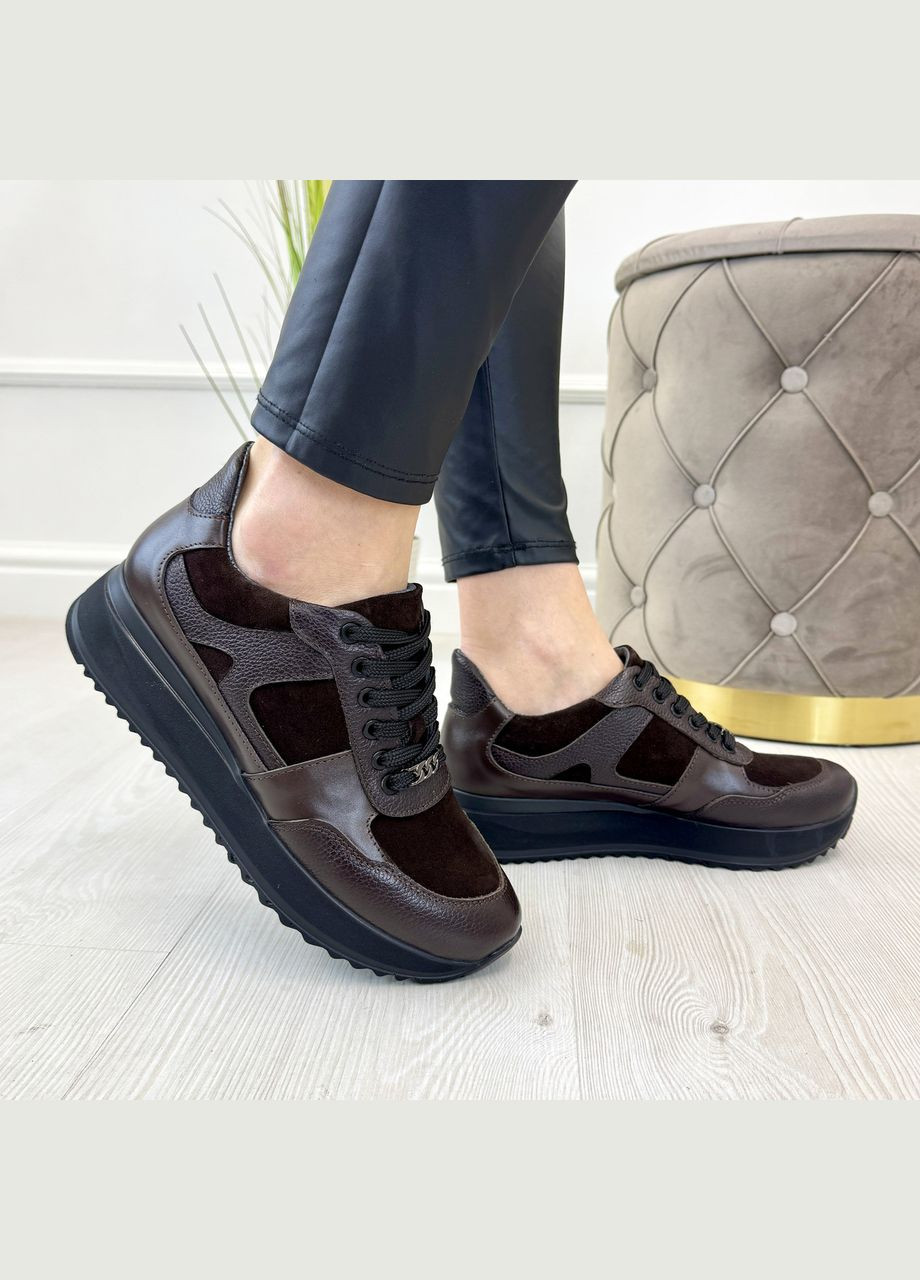 Кроссовки коричневые женские на шнуровке Vasha para коричневые демисезоны (322301737)