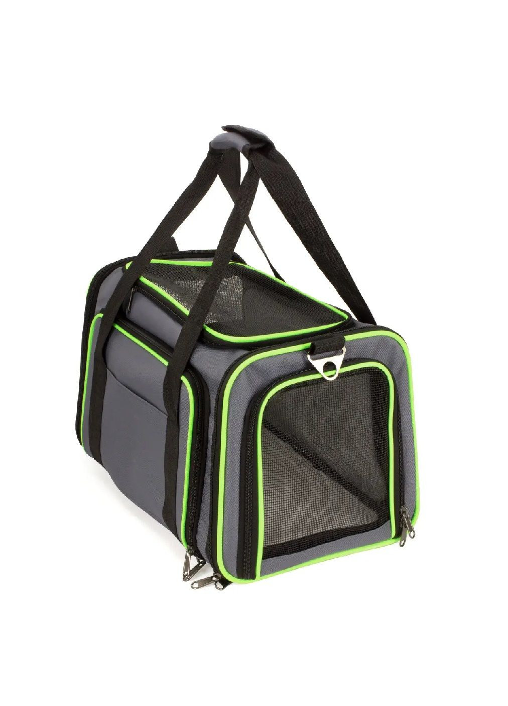 Сумка переноска складная для животных кошек собак с раскладывающимися стенками 66x38x26 см размер S (477712-Prob) Серо-зеленая Unbranded (299193455)