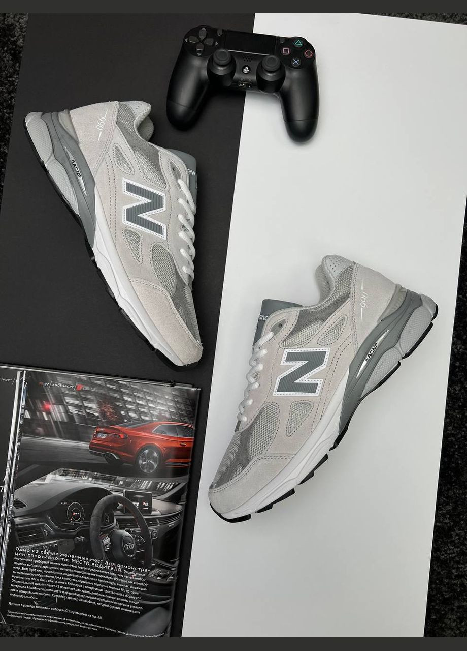 Сірі Осінні кросівки чоловічі, вьетнам New Balance 990 Light Grey