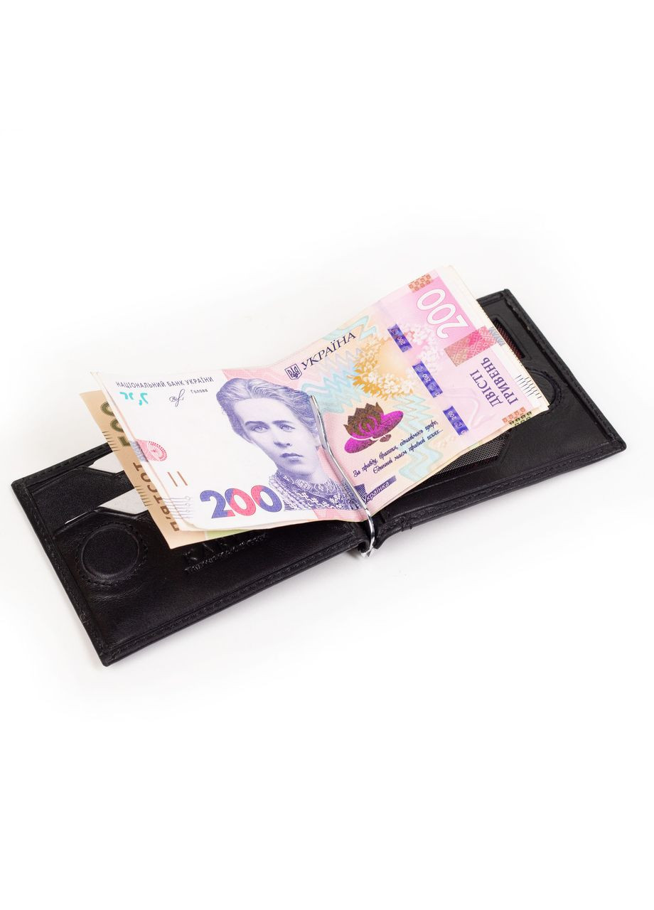 Затиск для грошей шкіряний чорний 0455-1 Karya (261481822)