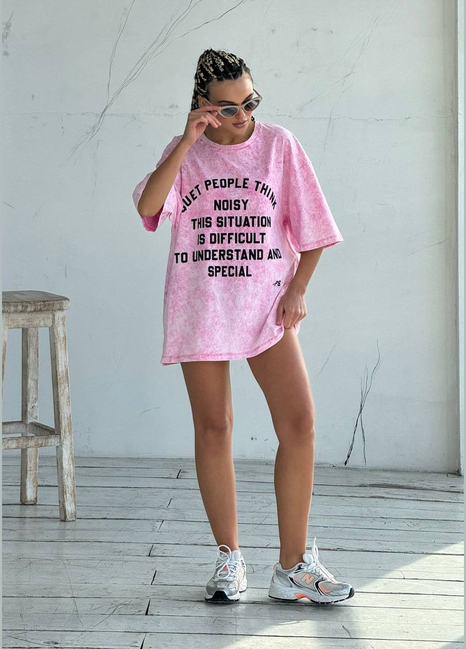 Розовая летняя футболка Украина Your style