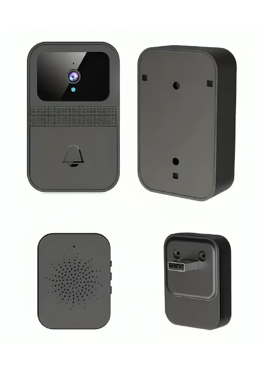 Беспроводной дверной звонок видеодомофон с Wi-Fi ночным видением камерой возможностью изменения голоса (481019-Prob) Черный Unbranded (351225217)