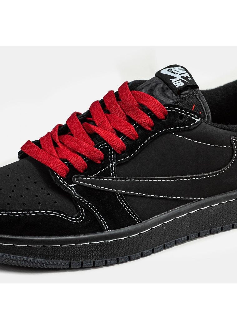 Черные демисезонные кроссовки мужские nike air jordan 1 low x travis scott найк аир джордан No Brand