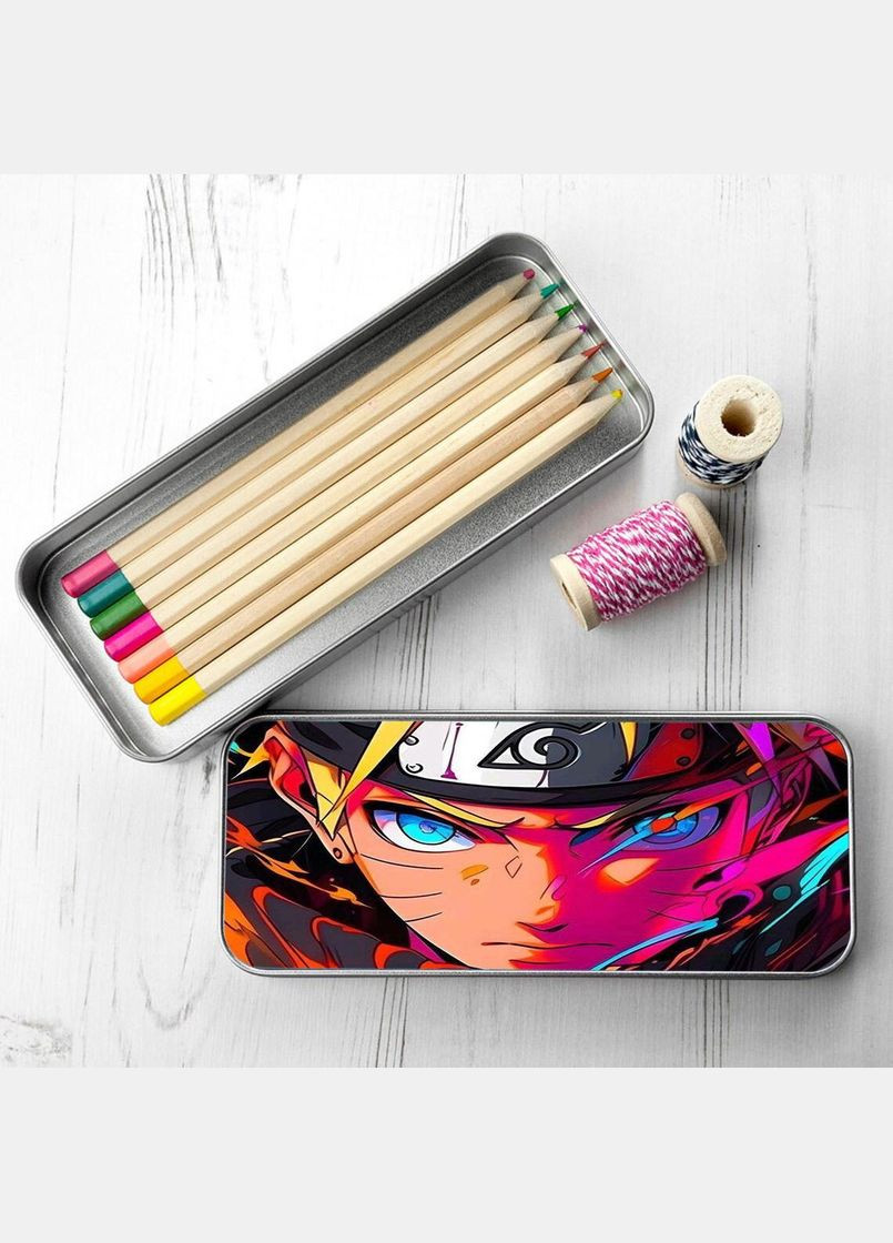 Органайзер для канцелярського приладдя металевий, кейс для дрібниць Наруто #002 7*18 см Silver No Brand (309156992)