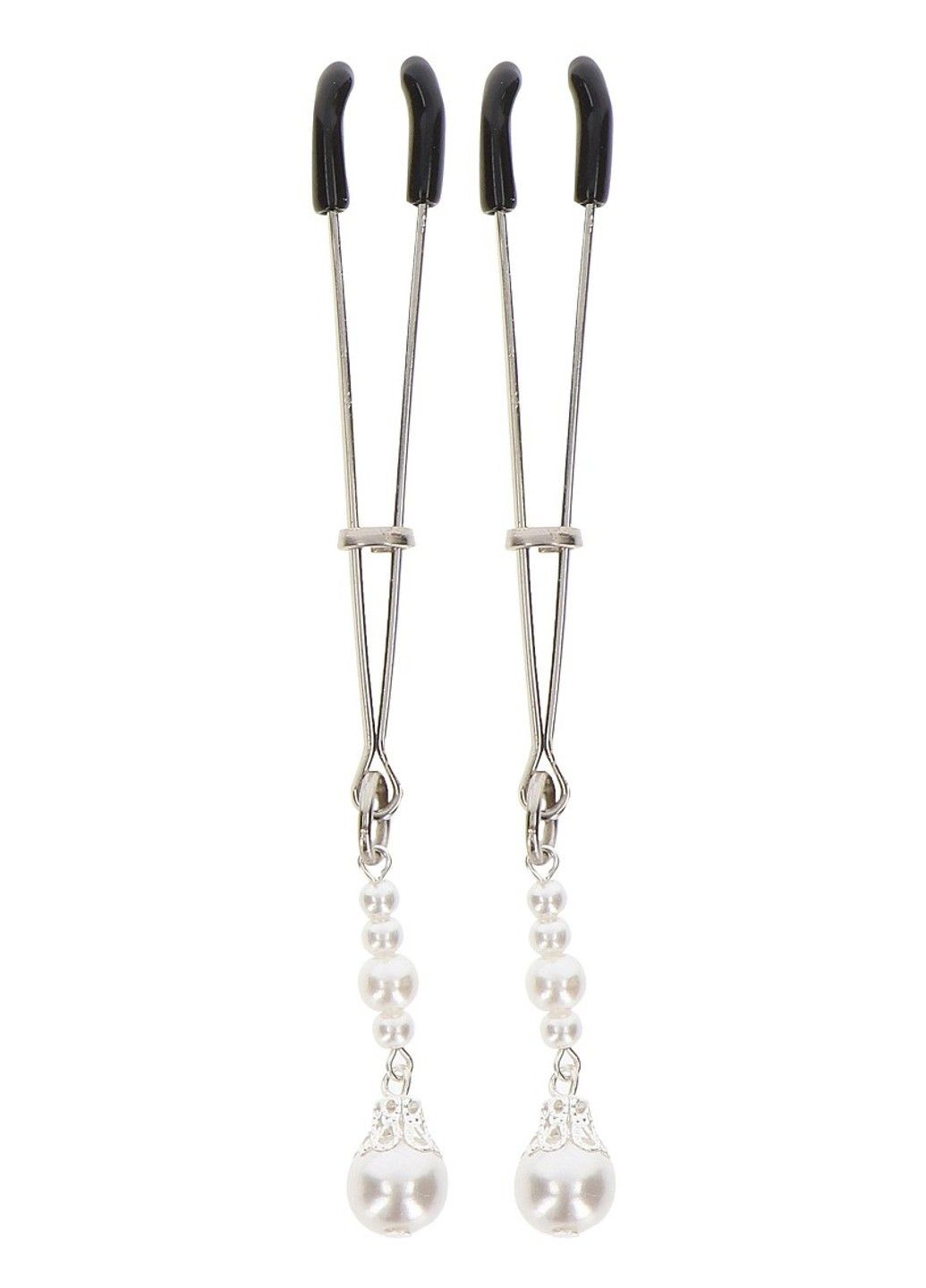 Затискачі на соски з намистинами Tweezers With Pearls, срібні Taboom (289783050)