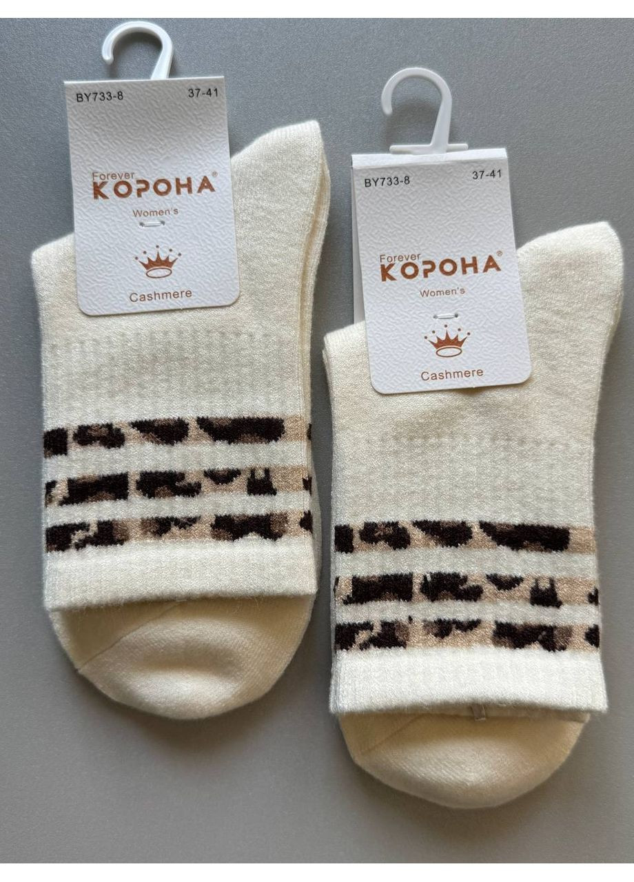 Молочные 1 пара кашемировых стильных носков с тигровым принтом. Корона (358497068)