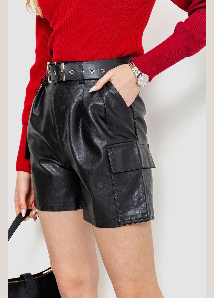 Шорты женские из экокожи, цвет черный, Ager (288751689)