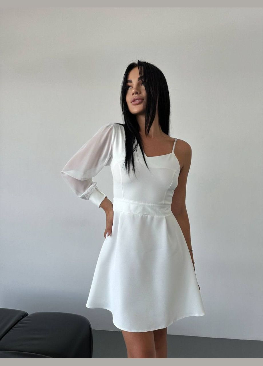 Белое деловое, кэжуал платье No Brand однотонное