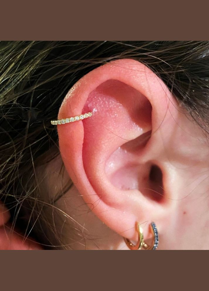 Кольцо с фианитами (сталь 316L, защелка-клик) No Brand (316681999)