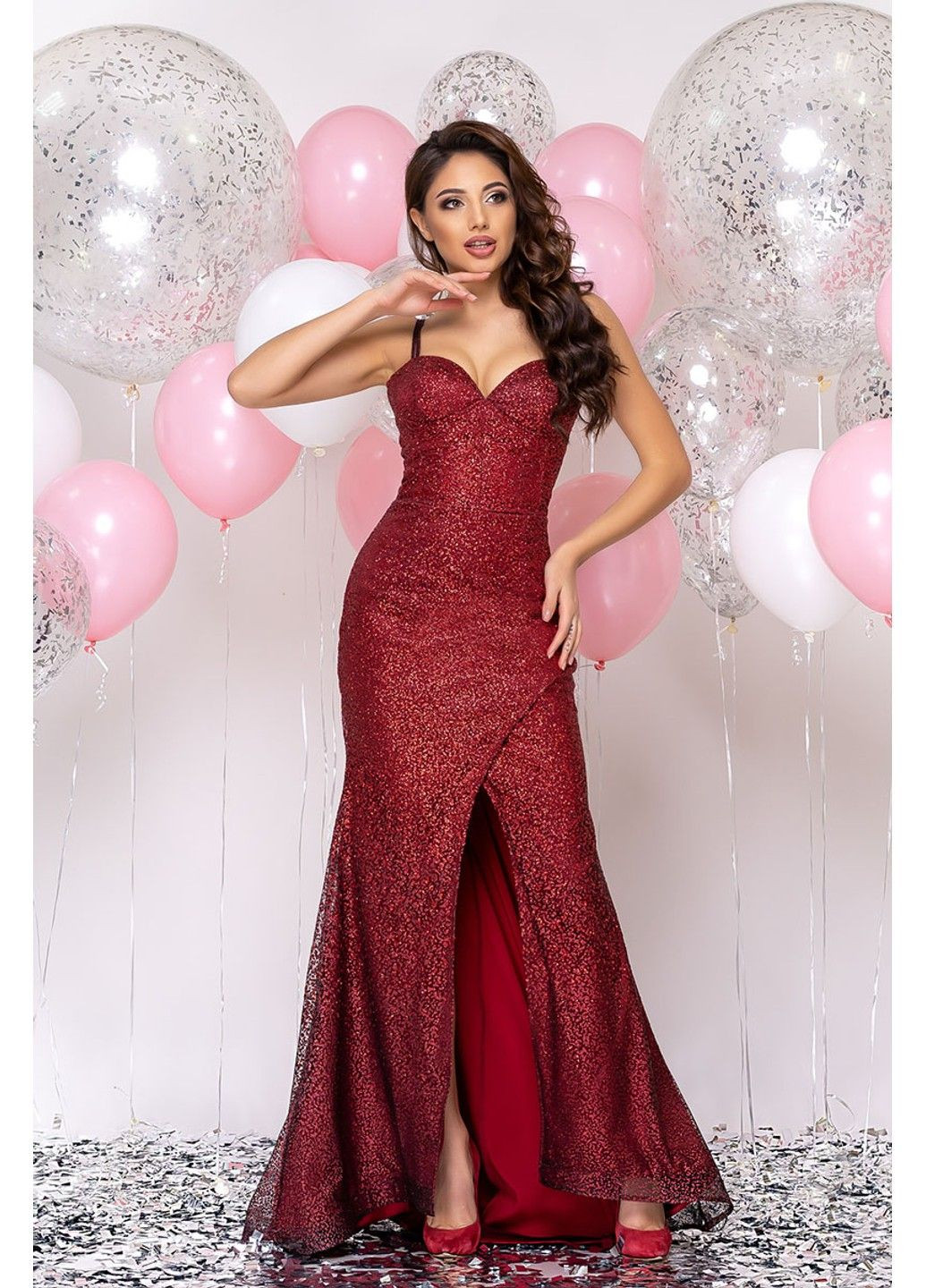Бордовое вечернее платье золотая рыбка 20031 бордо Tanita-Romario