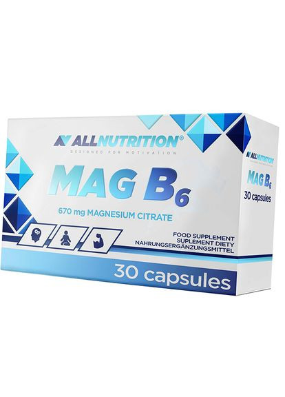 Магній Вітамін В6, Mag B6 Active, All Nutrition 30капс Ананасапельсин Чорний 36003003, All Nutrition (36003003) Allnutrition (293254694)