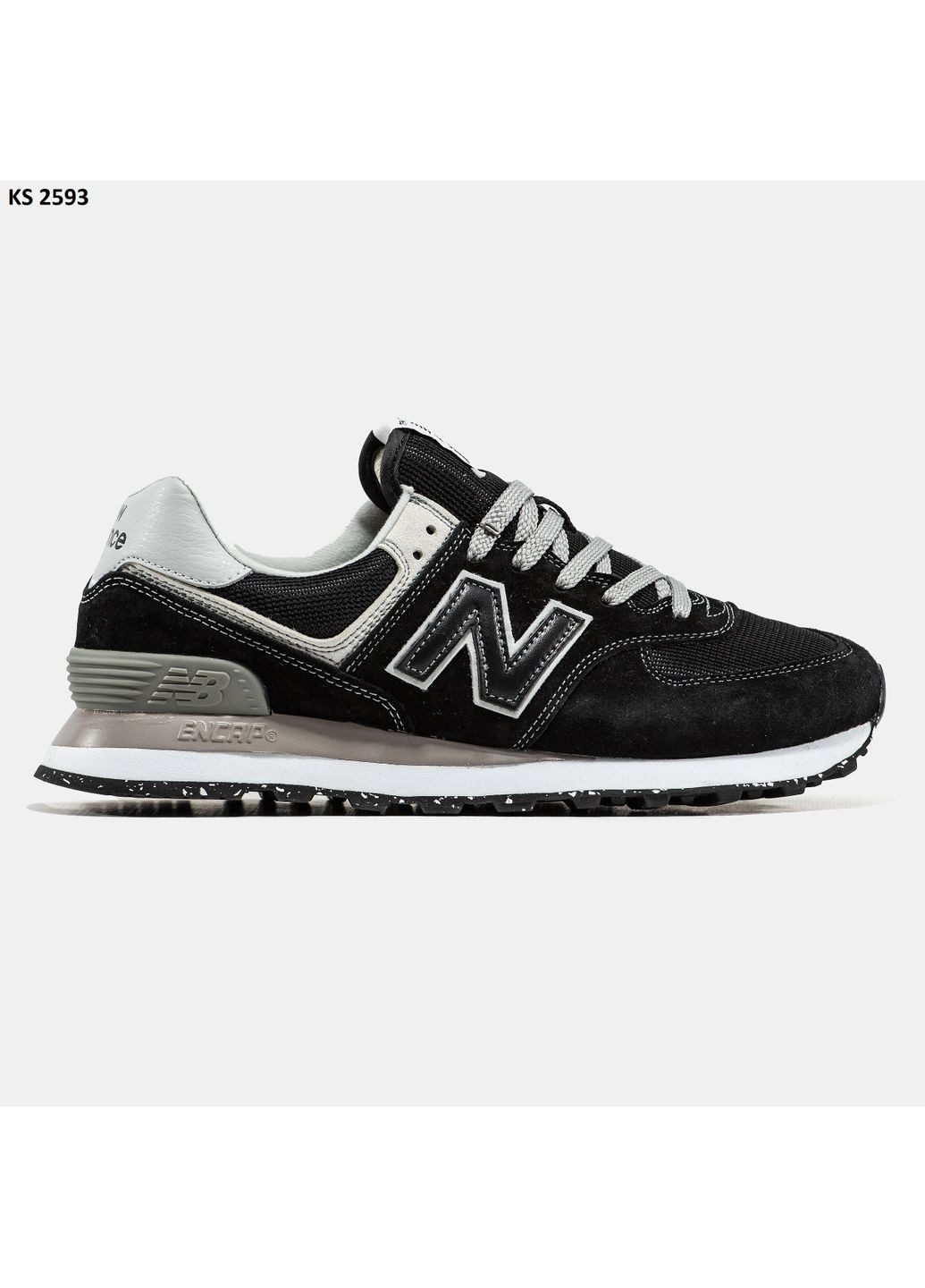 Чорні Осінні кросівки чоловічі new balance 574 black white нью беланс 574 No Brand