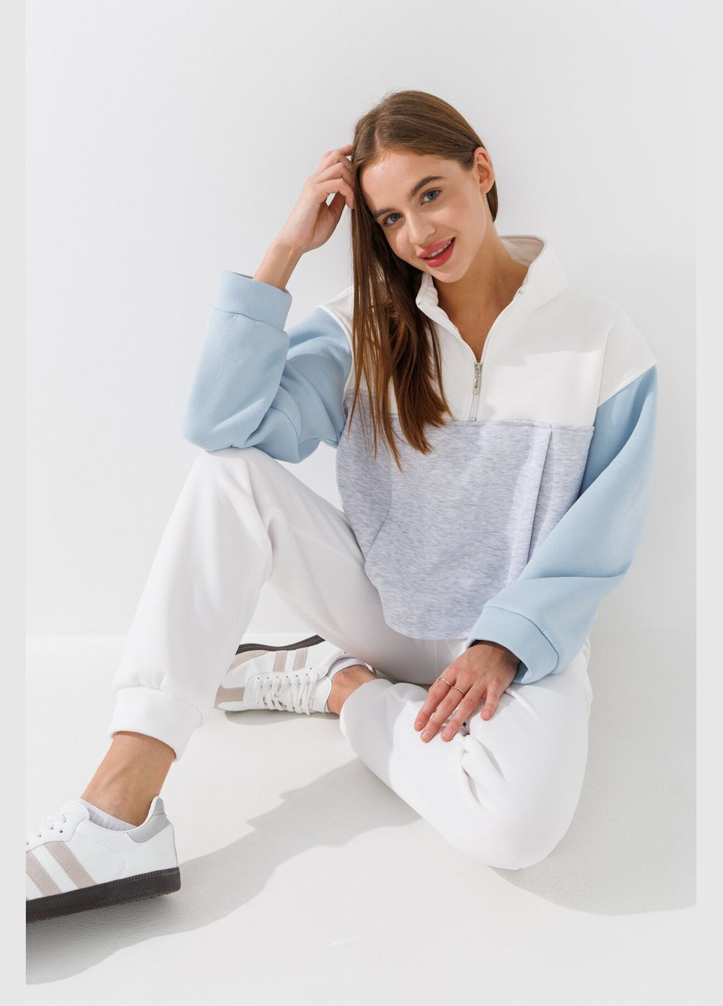 Комбинированный свитшот женский 83590 shop (2000990776273) Crep (364685421)