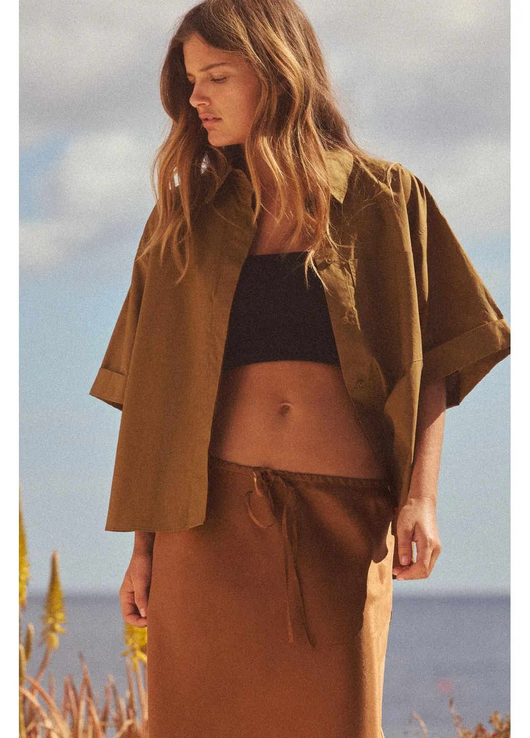 Поплінова сорочка з кишенею Zara (354816904)