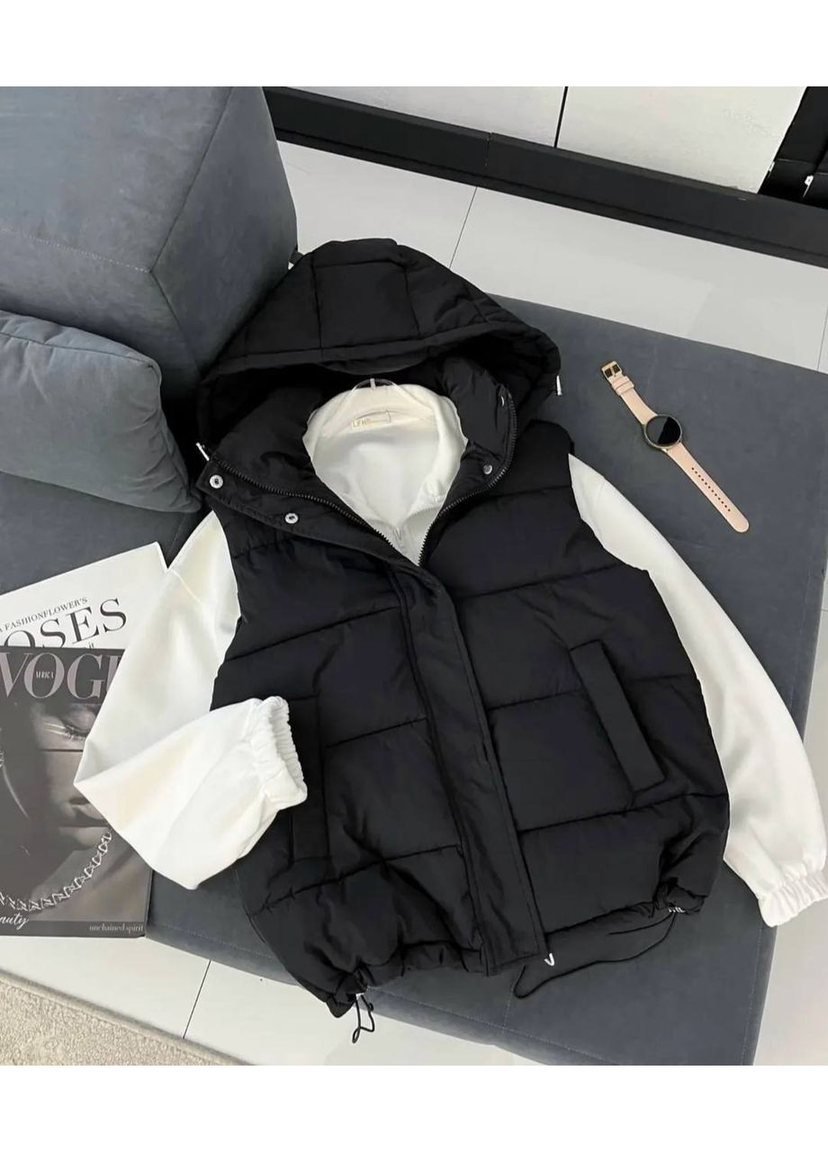 Стильній жіночій жилет з капюшоном прямий крій No Brand (363829177)