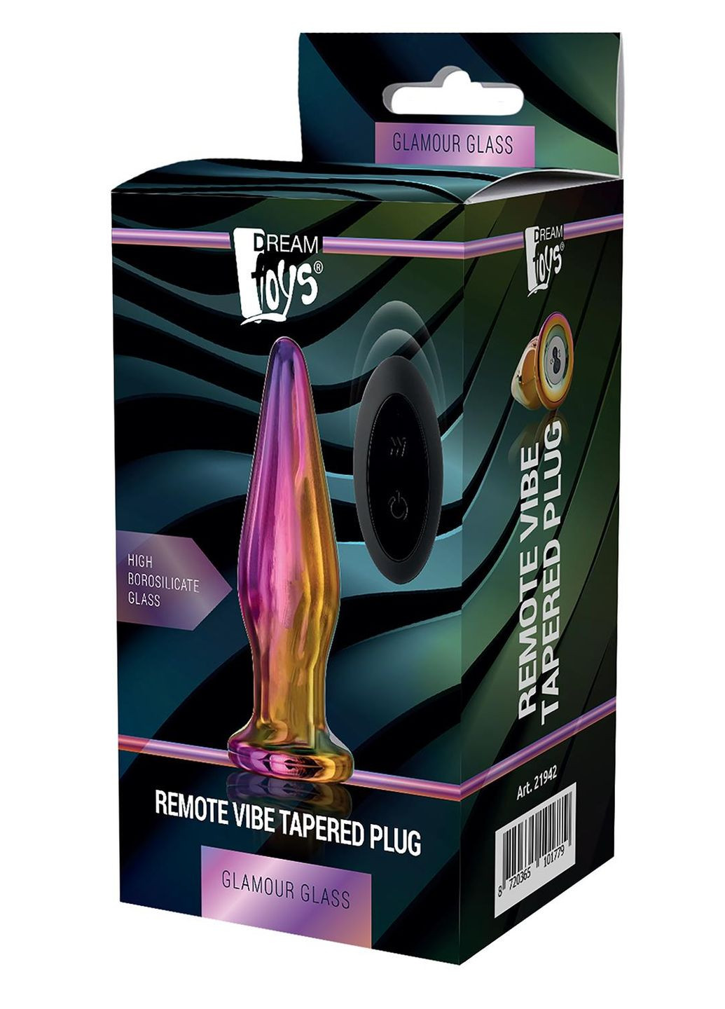 Анальная пробка с вибрацией стеклянная конусная GLAMOUR GLASS Dream Toys (306440122)