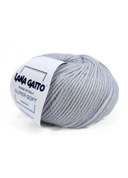 Super Soft №12504 - серая мериносовая пряжа для вязания Супер Софт Италия Lana Gatto (365829957)