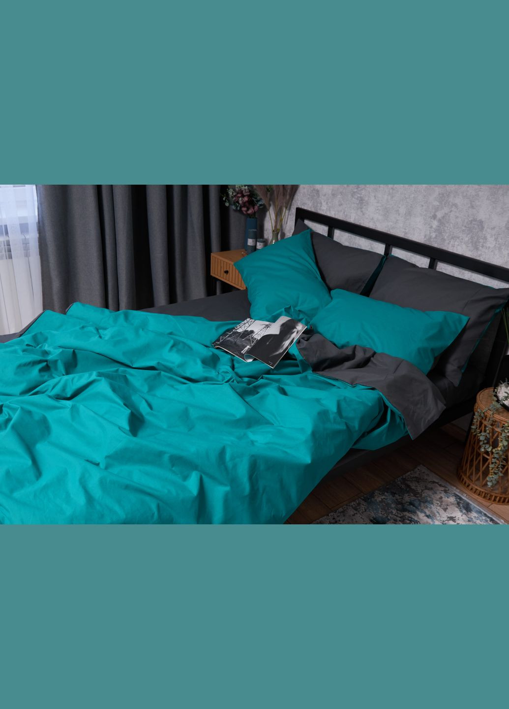 Комплект постельного белья Бязь Gold Люкс King Size 220x240 наволочки 2х70х70 (MS-820002685) Moon&Star Gray Green (286761794)