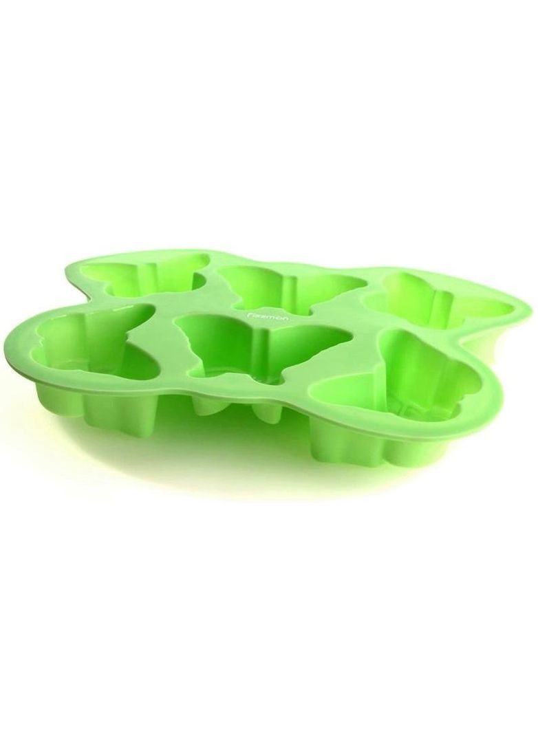 Форма для выпечки Бабочки силиконовая 6 ячеек для кексов и заморозки зеленая 32.5х23 см Fissman (368988478)
