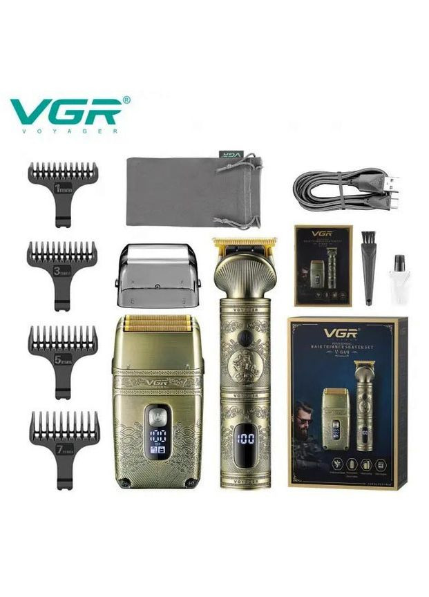 Набір триммер та бритва шейвер V-649 для стрижки волосся гоління догляду за бородою вусами VGR (297332242)