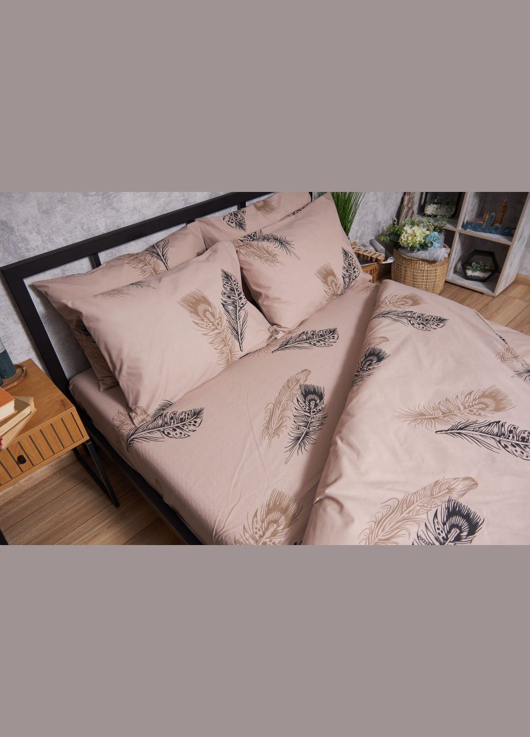 Комплект постельного белья Бязь Gold Люкс King Size 220x240 наволочки 4х50х70 (MS-820003188) Moon&Star Feathers (288535910)