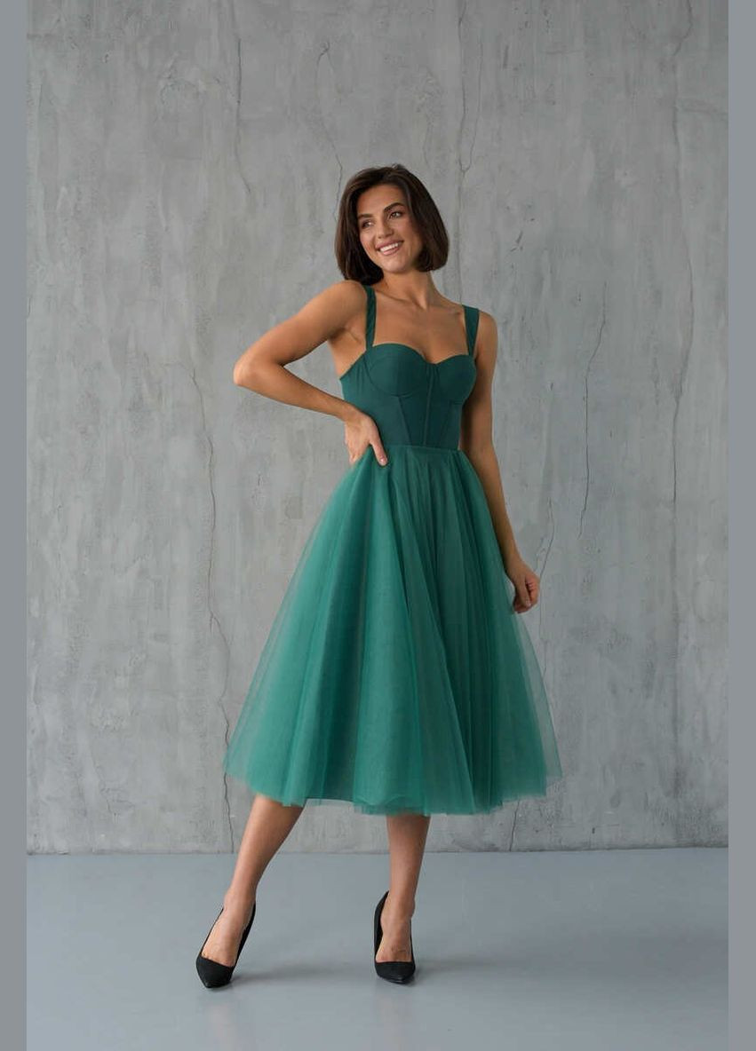 Зелена коктейльна плаття а-силует ODDI однотонна
