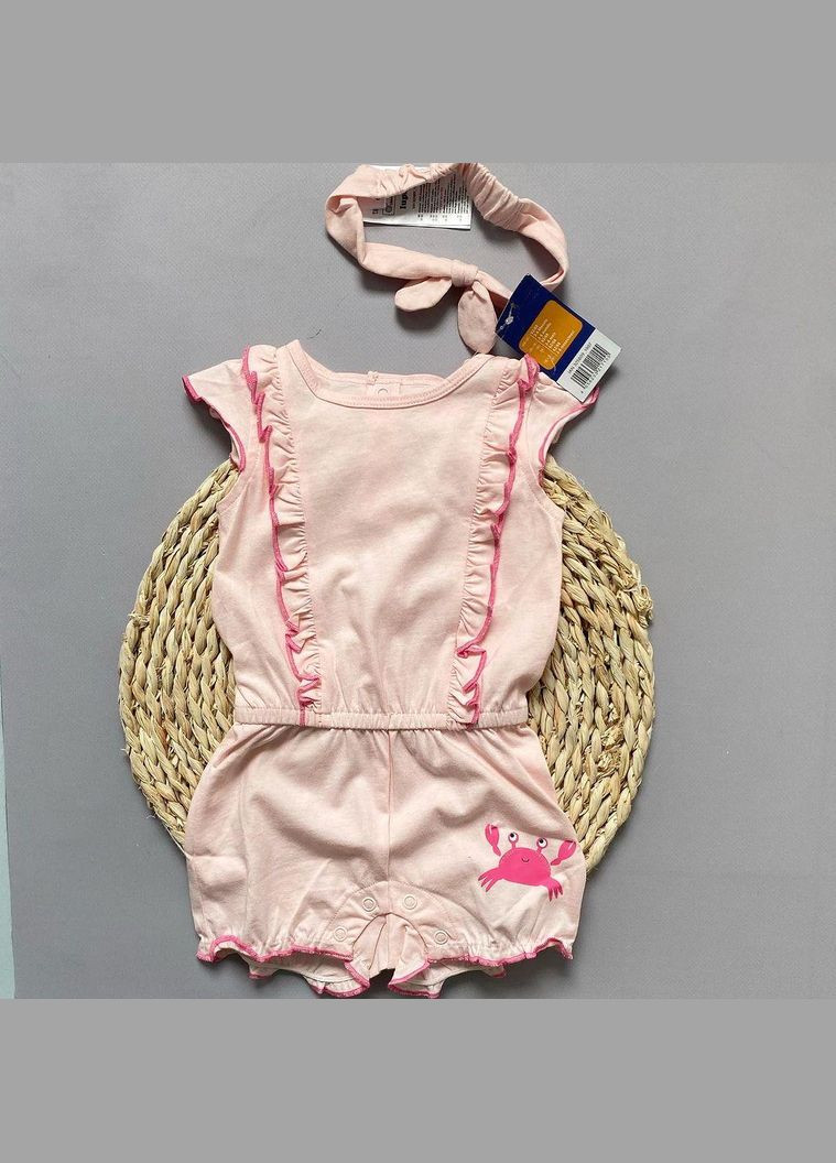Песочник комбинезон комплект с повязкой на голову 62-68 см (2-6 мес) розовый Lupilu (305577568)