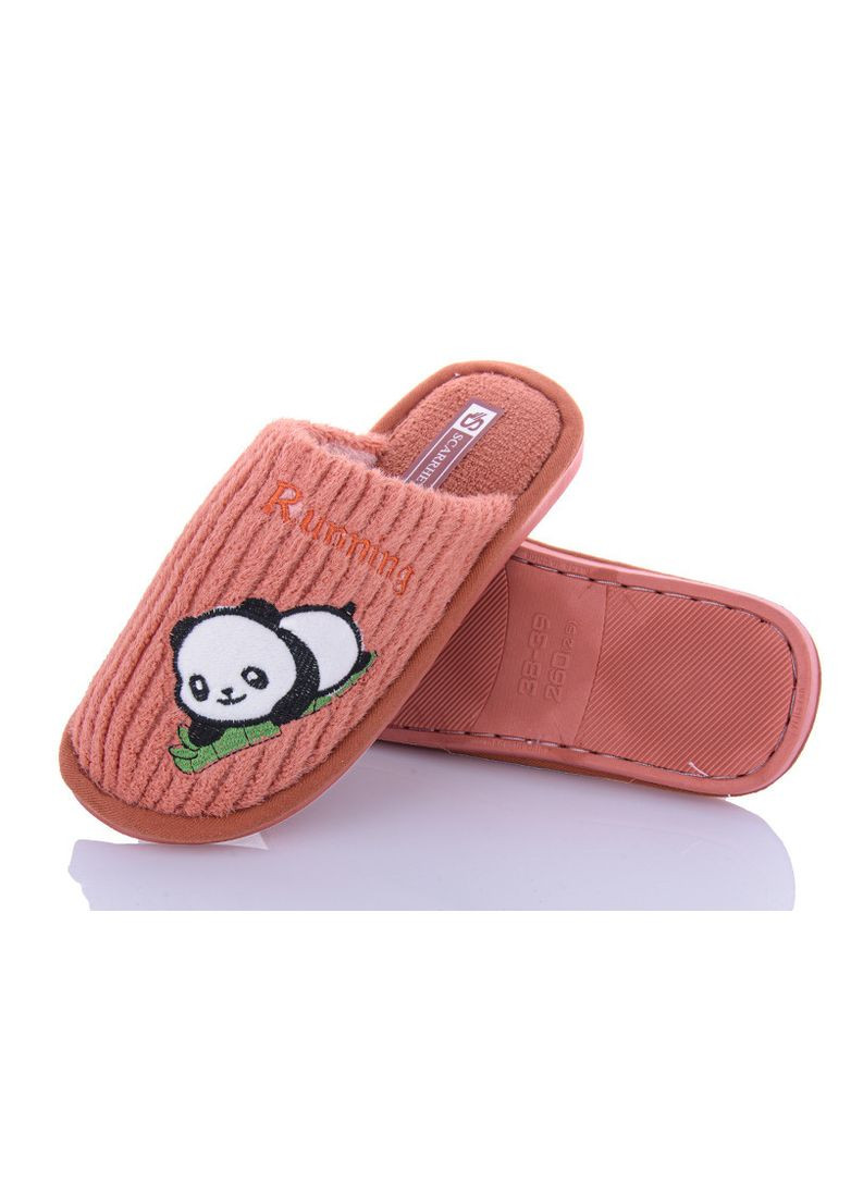 Тапочки закриті жіночі з Пандою м'які теплі помаранчевий прошиті Pago (340458373)