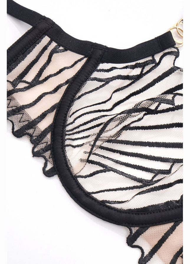 Чёрный полупрозрачный бюстгальтер на косточках Lono с косточками полиэстер, эластан
