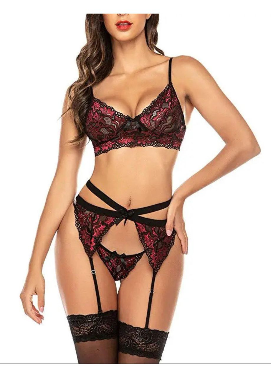 Темно-бордовий комплект сексуальної жіночої білизни No Brand