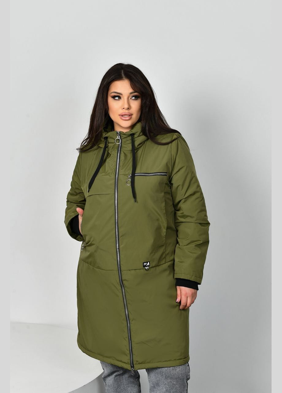 Оливковая (хаки) женская удлиненная куртка цвет хаки р.48/50 449639 New Trend