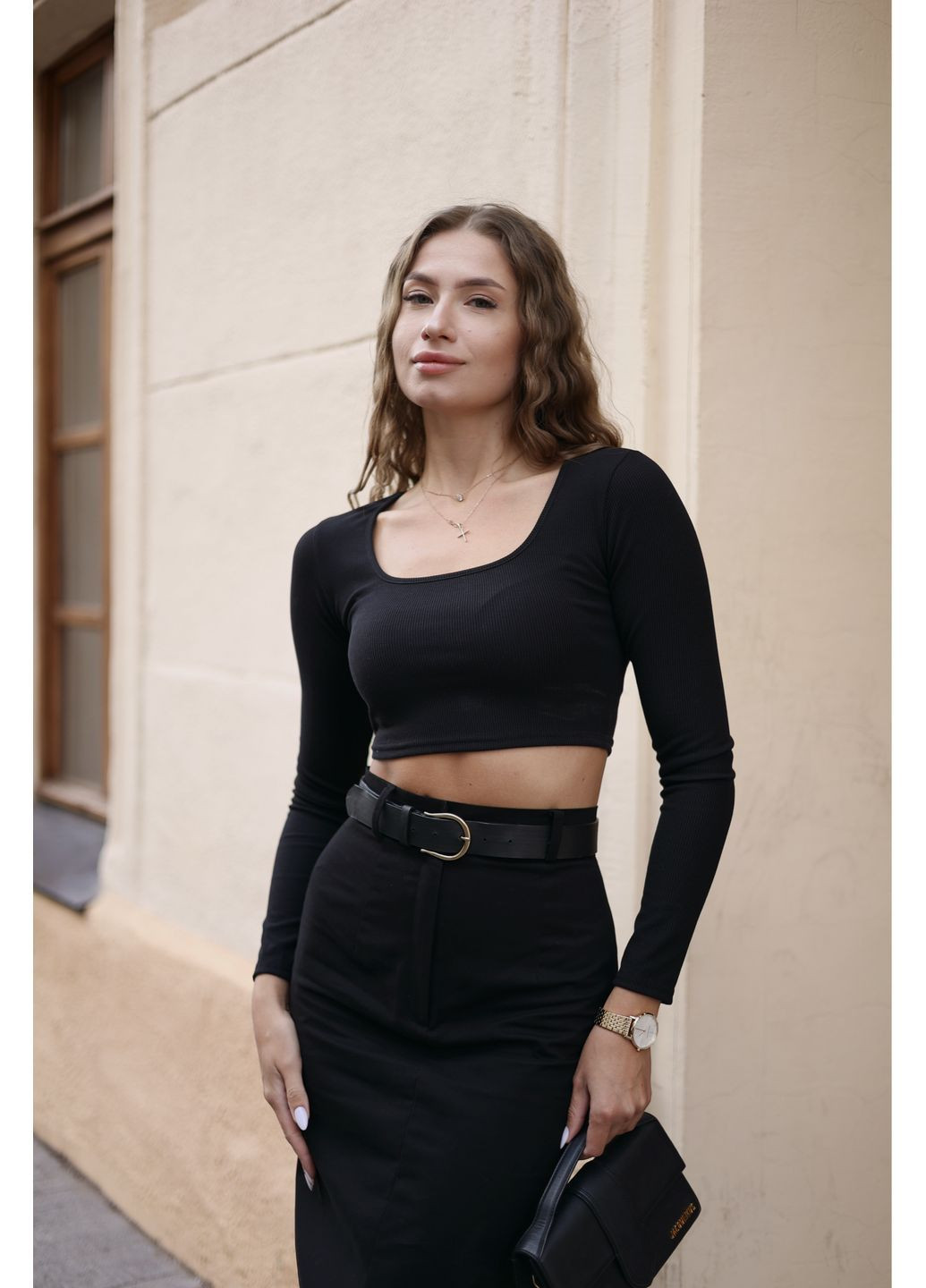 Базовый кроп-топ из рубчика Vakko (368539409)