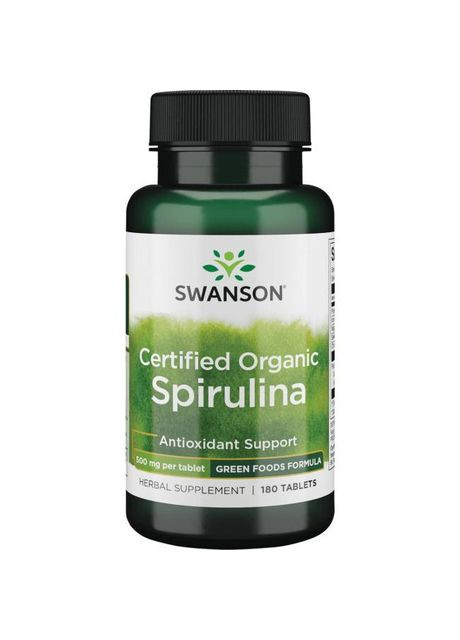 Спирулина натуральная, Organic Spirulina,, 500 мг, 180 таблеток Swanson (366733812)