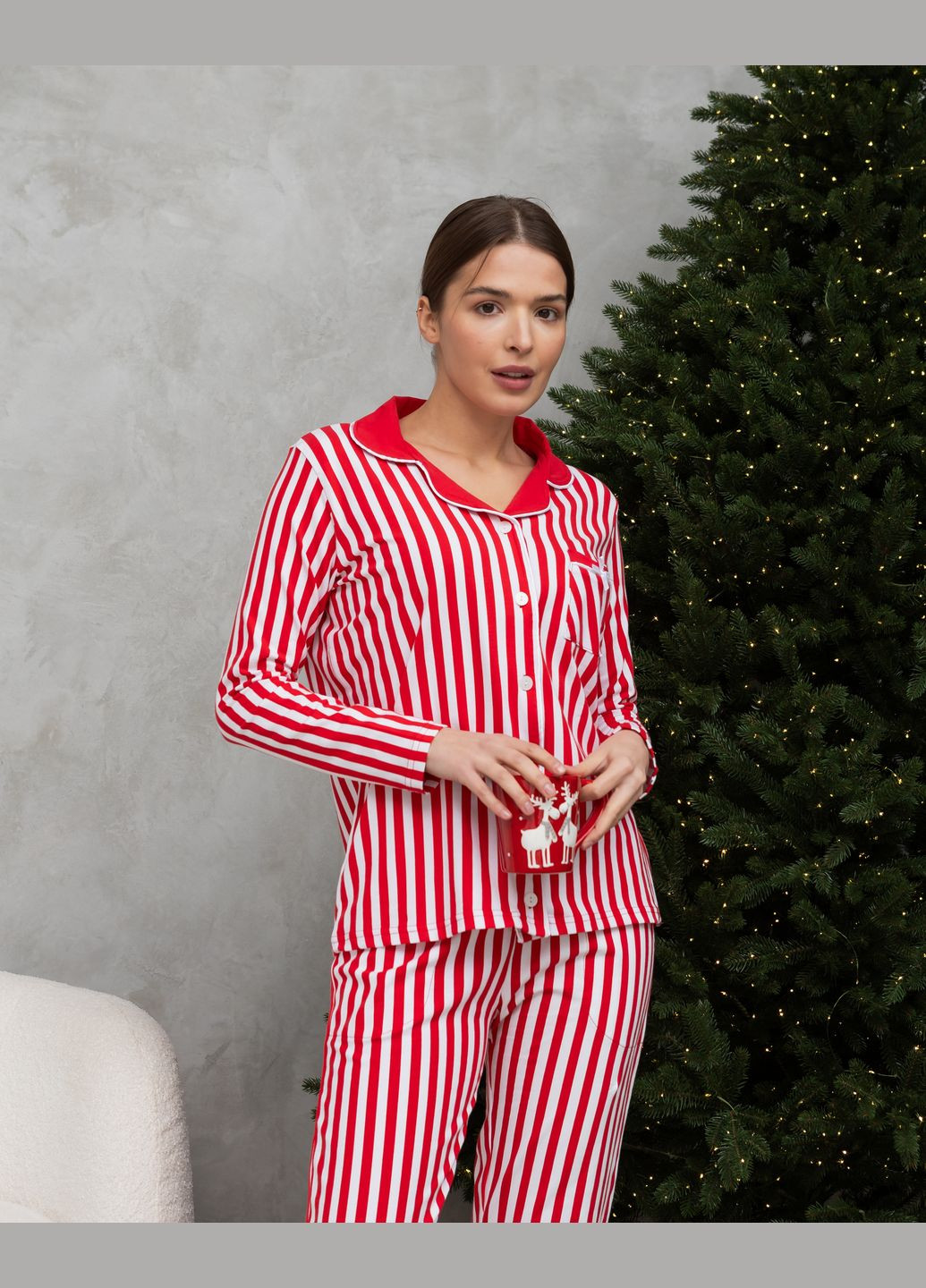 Червона жіноча піжама на ґудзиках Nicoletta