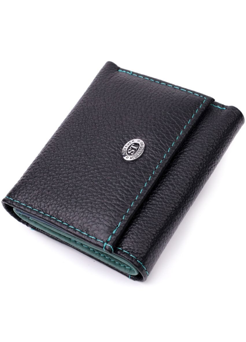 Маленький женский кошелек из натуральной кожи с монетницей 19504 Черный st leather (306881340)