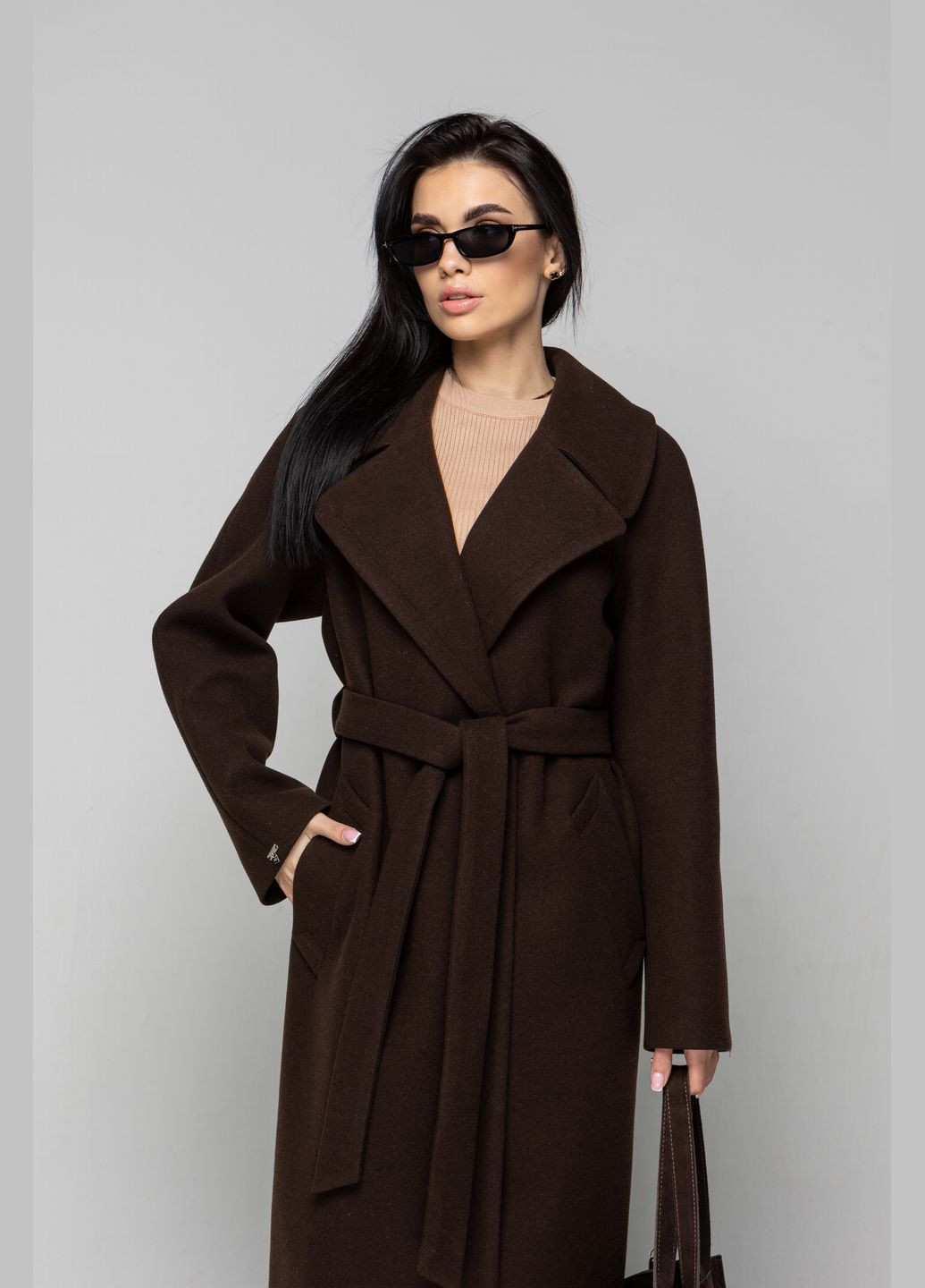Темно-коричневе демісезонне Пальто Лондон однобортне CHIUAS