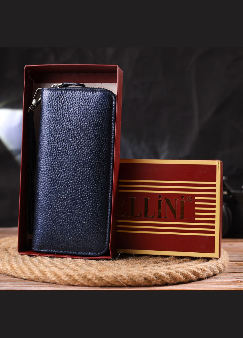 Жіночий гаманець з відливом із натуральної шкіри флотар 21616 Синій Canpellini (306881790)