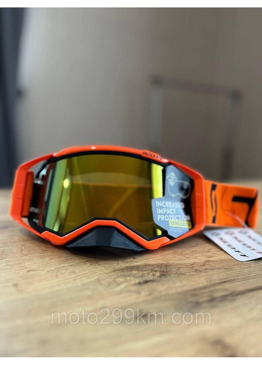 Окуляри на кросовий шолом. Кросові окуляри. Мото окуляри ендуро оранджеві. Окуляри для кросового шолома Scott (368835011)