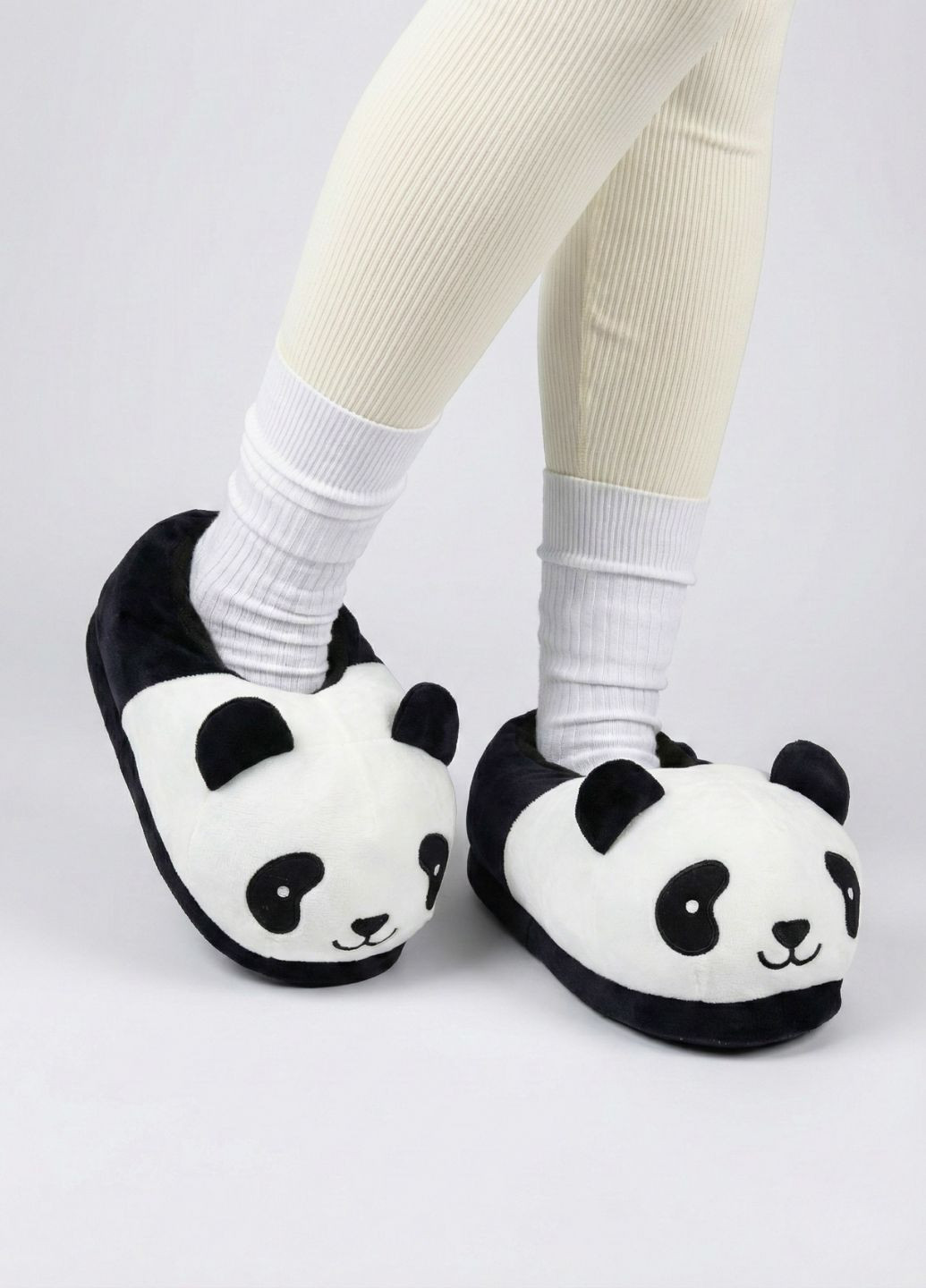 Черно-белые тапочки домашние панда добра детские для кигуруми Lalapka