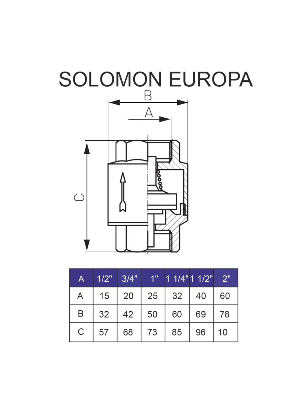 Клапан обратного хода воды 1 1/2″ EUROPA 6026 лат. шток Solomon (338864338)