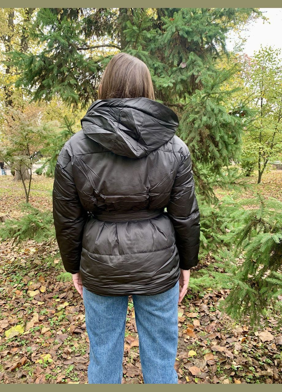 Черная осенняя женская куртка на синтепоне No Brand