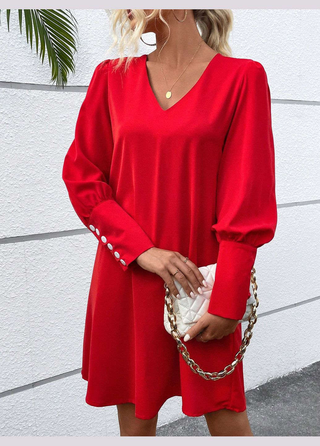 Красное повседневный платье SHEIN однотонное