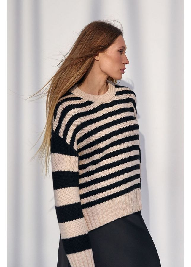 Перловий джемпер в смужку 2550 перлина - чорний Triko Bakh