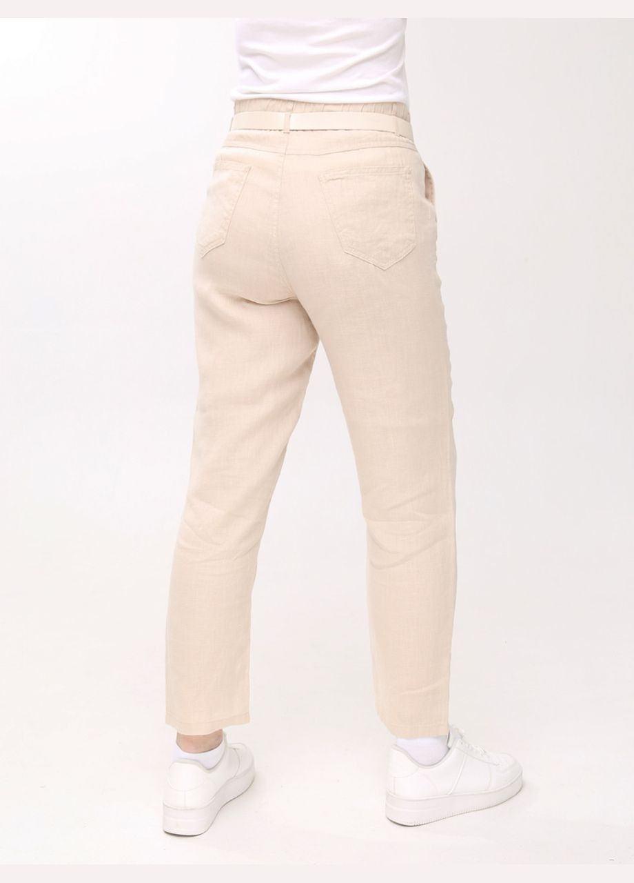 Брюки женские светло-бежевые прямые льняные летние CARMITO Пряма (297373574)