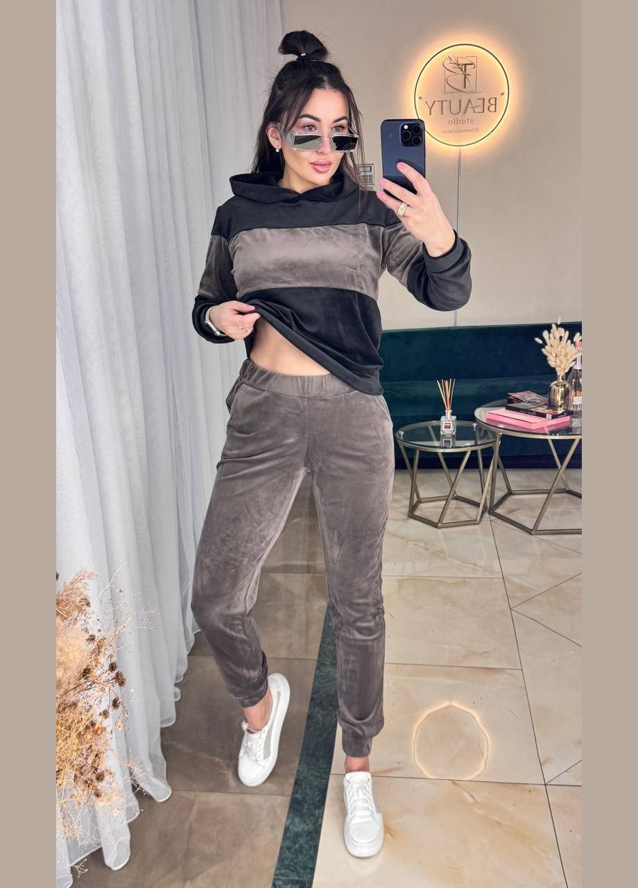 Костюм велюр спорт на трикотажной основе, кофта и брюки No Brand (343274426)