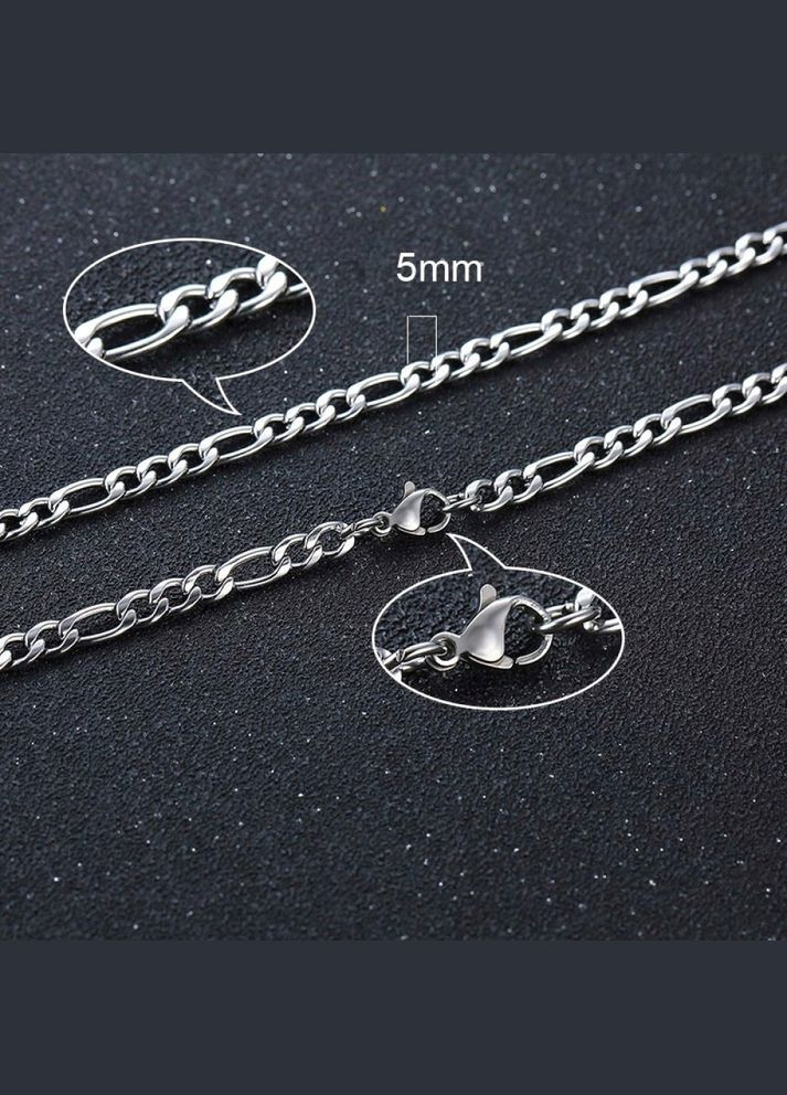 Чоловічий металевий срібний ланцюжок на шию, підвіска із сталі ширина 5 мм No Brand (328048521)