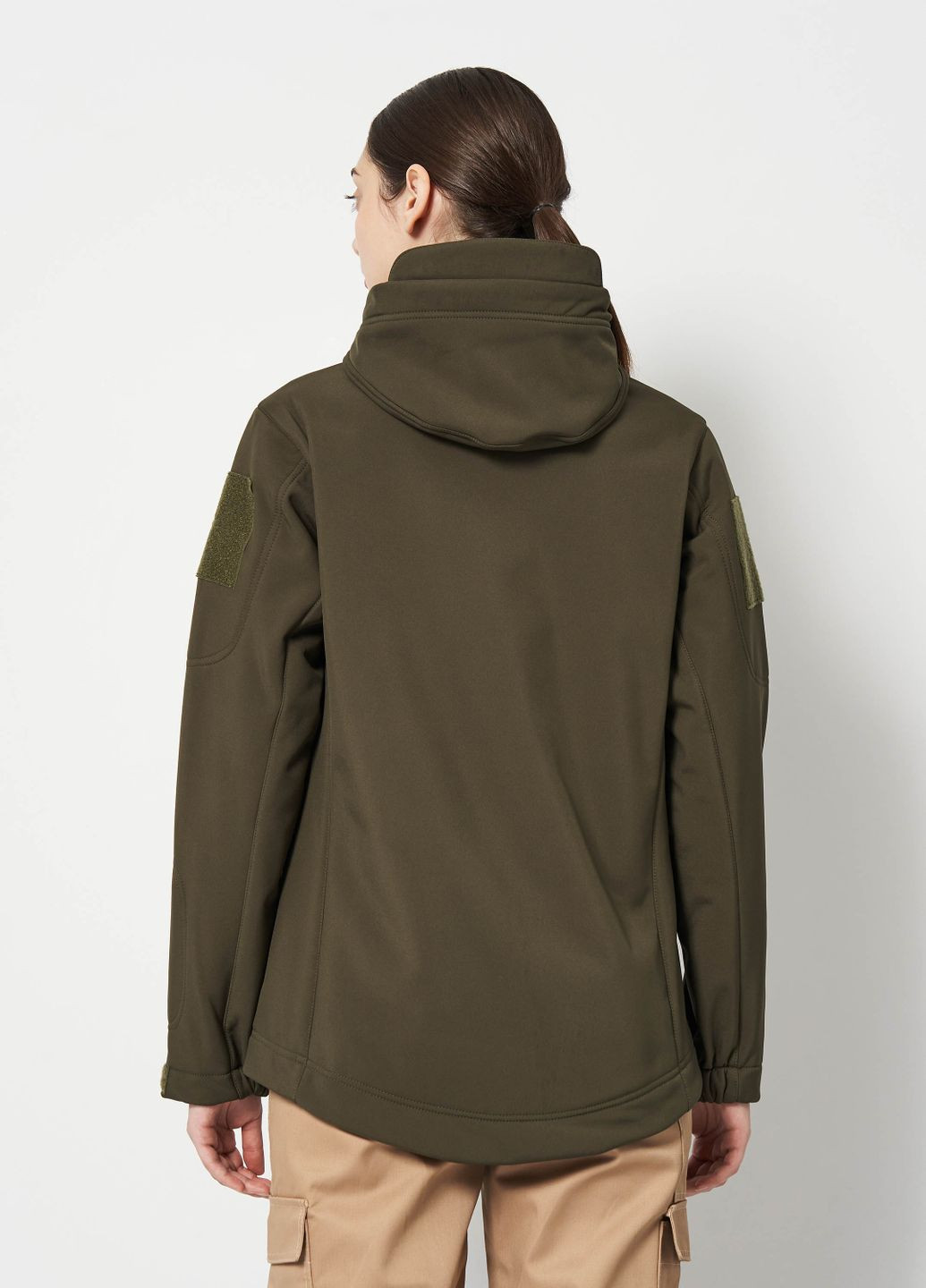 Оливкова демісезонна жіноча куртка softshell олива UKM