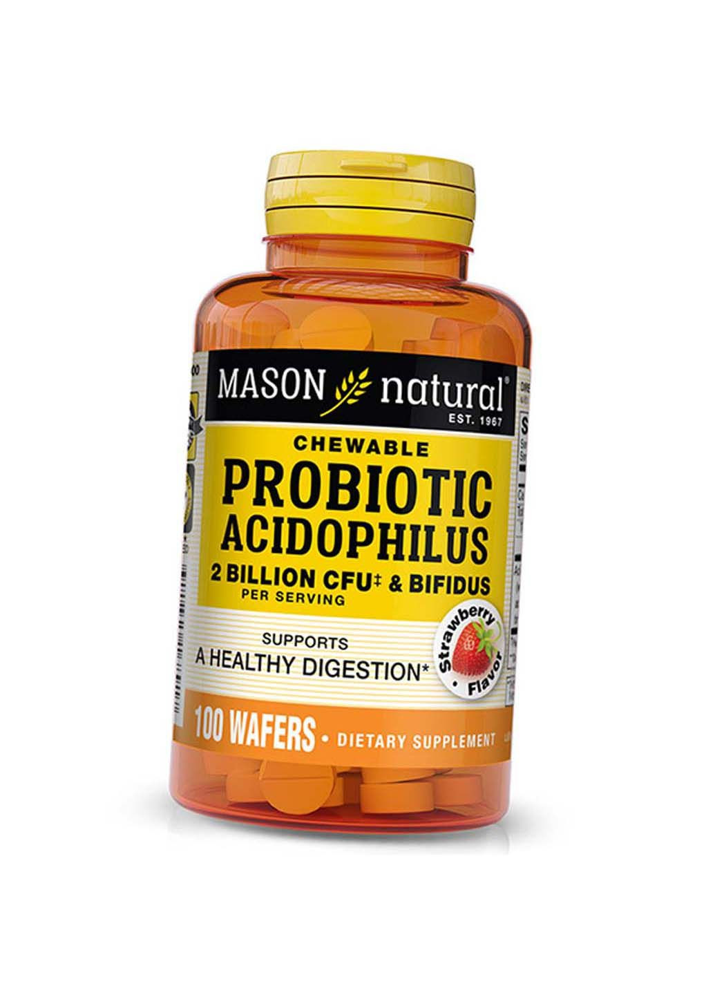 Пробиотик Ацидофилус Chewable Probiotic Acidophilus With Bifidus 2 Billion 100таб Клубника Mason Natural (292711060)